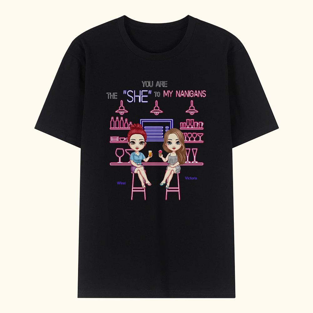 T-shirt personnalisé Besties to My Nanigans Friendship Bar Bistro Party Cadeau d'anniversaire Sport