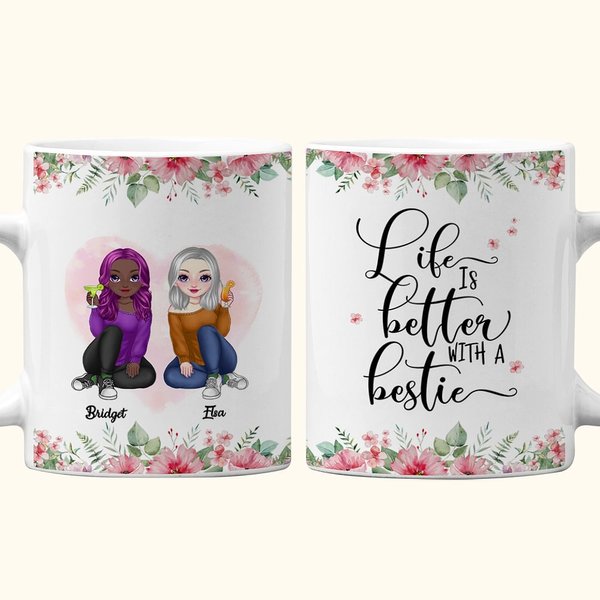 Gepersonaliseerde Best Friends Life is Better with Besties Witte Keramische Mok Relatiegeschenken voor Kantoor en Thuis