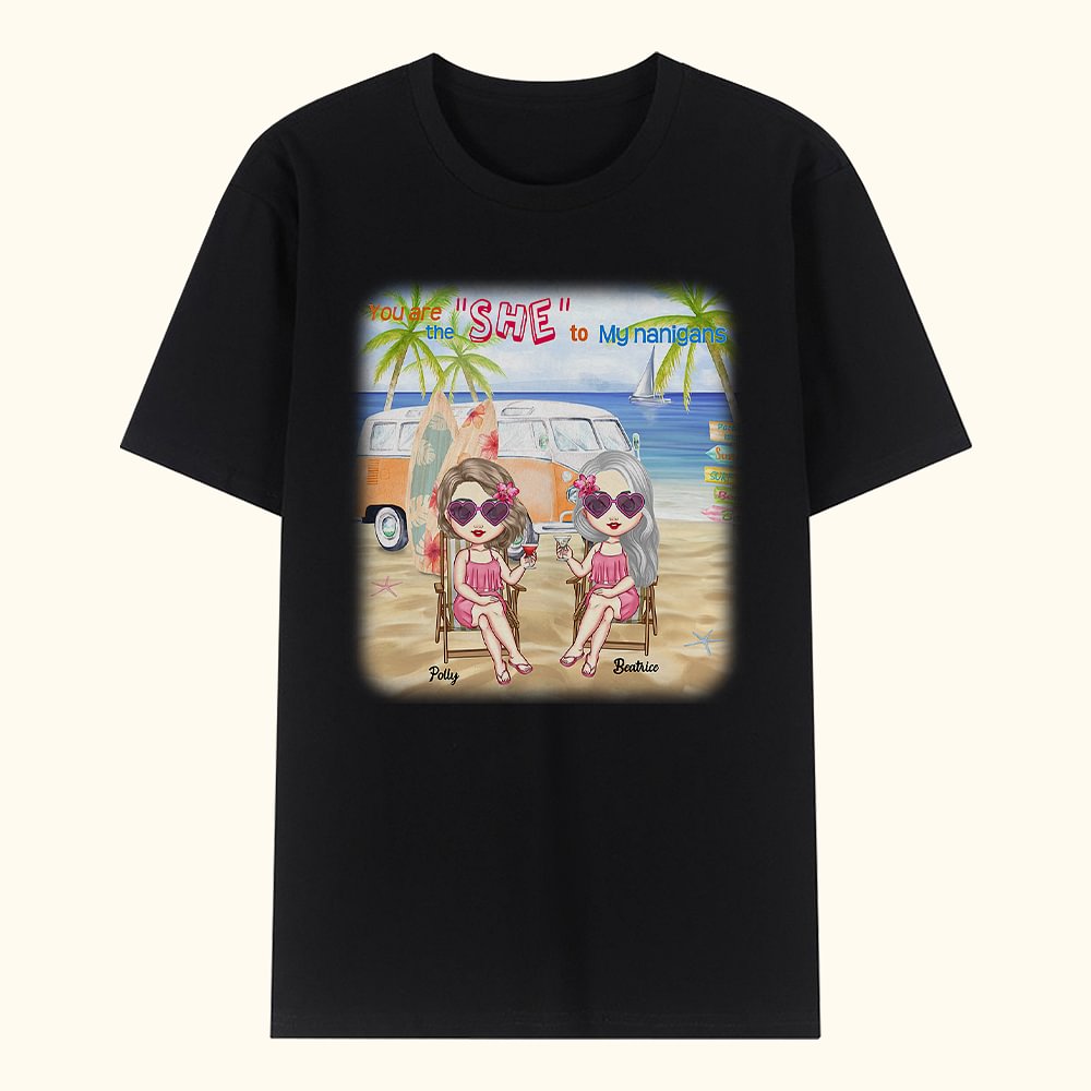 Personnalisé Besties Surfboard Car Travel Natural Beach Landscape T-shirt Party Daily Wear