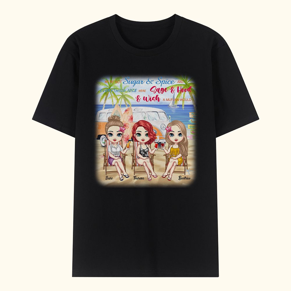 Personnalisé We're Sage and Hood Best Friends Besties Beach Party T-shirt Girls Party Daily Wear