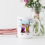 Personalisierte Best Bitches Keeping Each Other Sane Travel Theme Weiße Keramiktasse Bestie Geschenke für Frauen Kaffeetasse