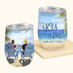 Personalized Loving Couple Watching Summer Seaside Scenery Together Wine Tumbler Valentine's Day