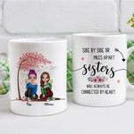 Personalized Cherry Blossom Tree Side By Side Or Miles Apart Besties Will Always Be Connected White Ceramic Mug Friend Gifts Coffee Mug