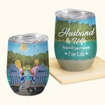 Personalised Couple Husband and Wife Travel Partners for Life Wine Tumbler Anniversary Suitable for Hot and Cold Liquids