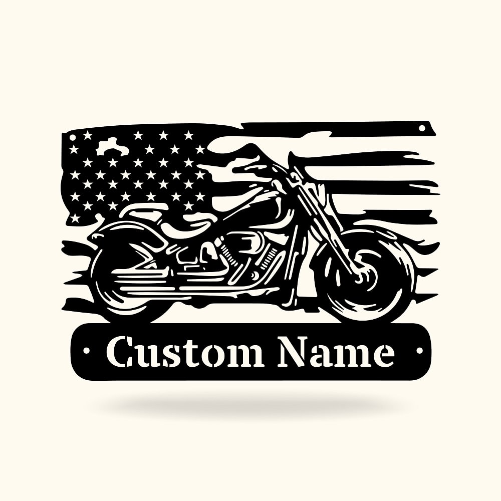 Art de moto personnalisé Art mural en métal Biker USA Flag Art Gift for Motorcyclists
