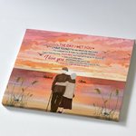 Gepersonaliseerde The Day I Met You Zonsondergang Oud Paar op Strand Poster Frameloos Schilderij Paar Cadeau Home Decoratie