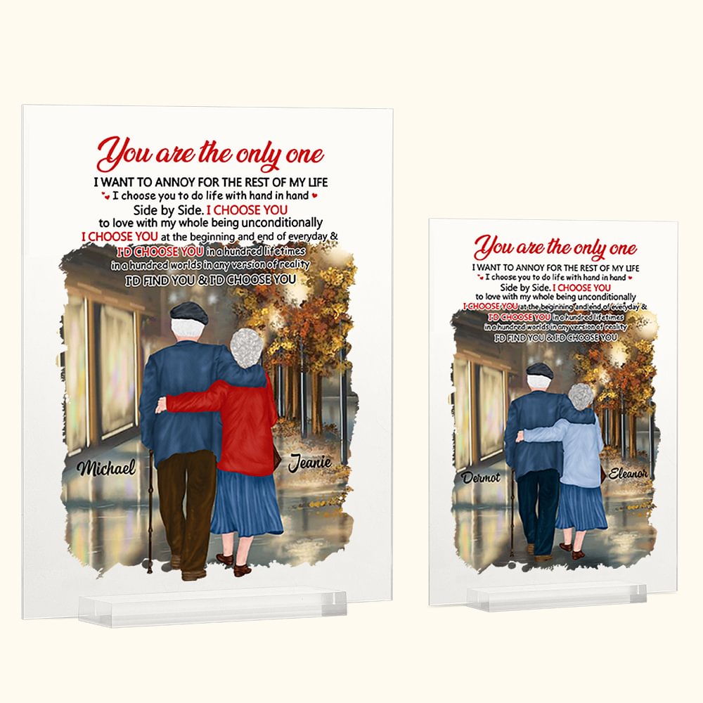 Plaque Acrylique Personnalisée Confession d'Amour Je Te Choisis Vieux Couple Marche de Nuit Cadeau d'Anniversaire Décoration Acrylique