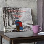 Déclaration personnalisée d'amour poésie lyrique je t'aime vieux couple marchant dans la neige affiche peinture sans cadre cadeau d'annive