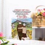 Personalisierte alte Paar Liebesgeschichte Sonnenblume schöne Landschaft Acryl Plaque Geburtstag Acryl Dekoration