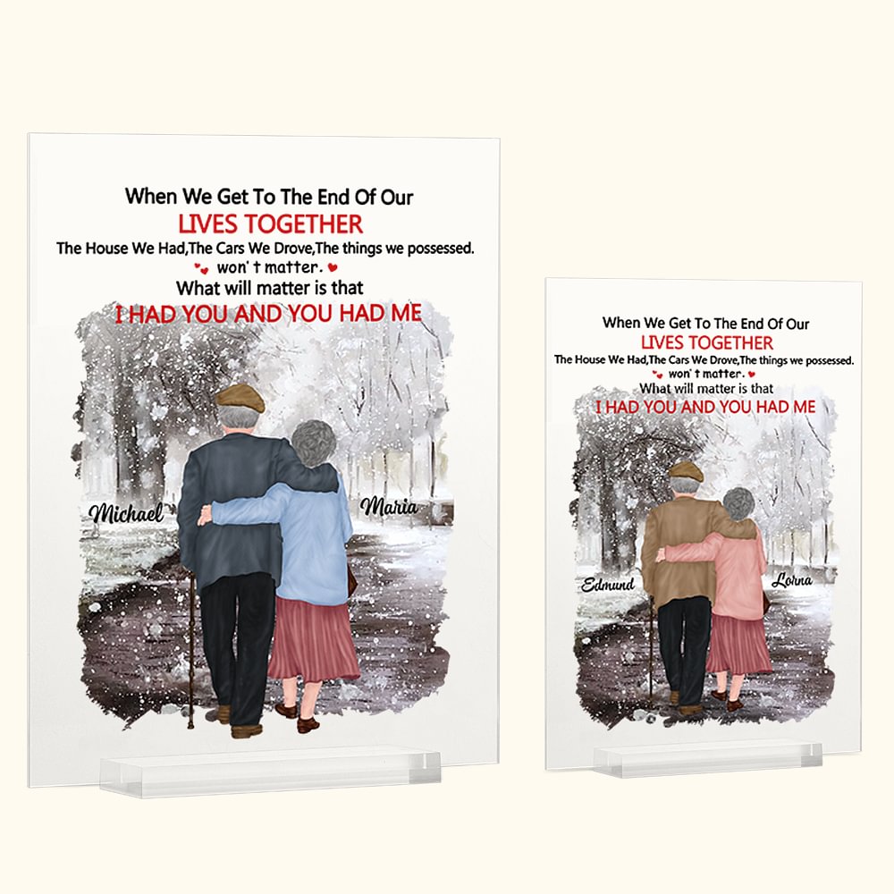 Citations d'amour personnalisées Je t'ai eu et tu m'as eu Scène de neige Plaque acrylique Cadeau commémoratif Décoration acrylique