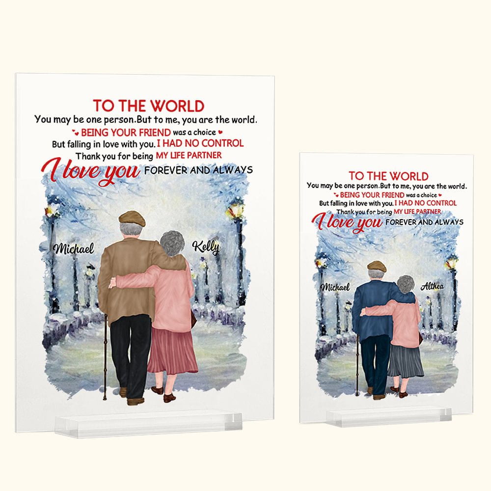 Plaque acrylique personnalisée Je t'aime pour toujours et à jamais Scène naturelle Monde de glace et de neige Plaque commémorative Maison Décorations