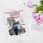 Henkilökohtainen rakkaudenjulistus Lyyrinen runous Rakastan sinua Vanha pariskunta Walking in the Snow Akryyli Plaque Ystävänpäivä Lahja Desk Ornamentti