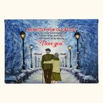 Henkilökohtainen Walking on Snowy Day Romanttinen Scene Poster Kehyksetön maalaus Vuosipäivä Lahja Room Decor