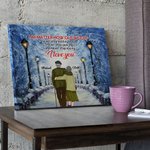 Henkilökohtainen Walking on Snowy Day Romanttinen Scene Poster Kehyksetön maalaus Vuosipäivä Lahja Room Decor