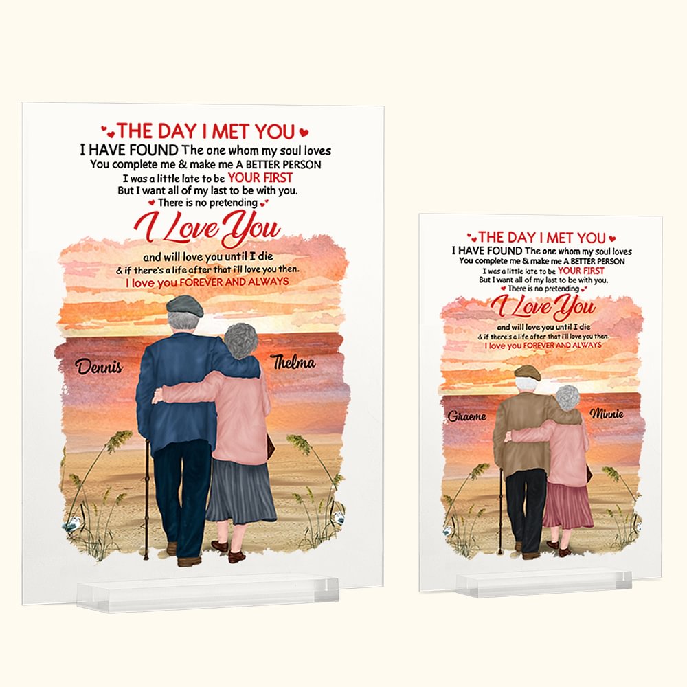 Plaque personnalisée Soulmate I Love You Love Poem Sunset Clouds Scenery Acrylic Plaque Anniversary Gift Desk Ornament