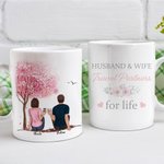 Personalisierte Tasse für Ehemann und Ehefrau, süße Liebe, Feier, Paar, weiße Keramik, Paargeschenk für Büro und Zuhause