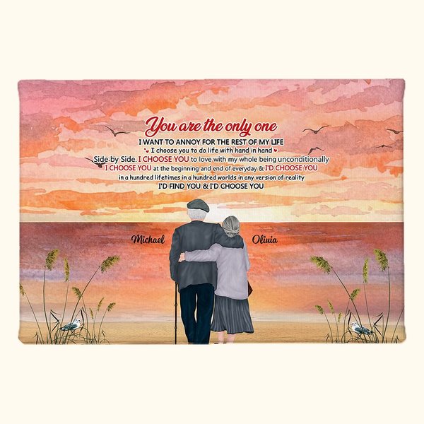 Personalized You are the Only One Old Couple Back Beach Sunset View Poster Frameless Painting Valentine's Day Gift Home Decoration