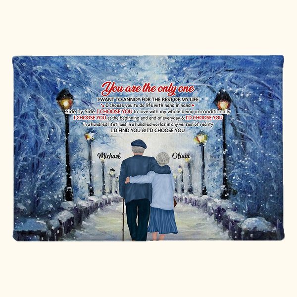 Personalized Old Couple Walking on a Snowy Day Romantic Scene Poster Frameless Painting Valentine's Day Gift Home Decoration