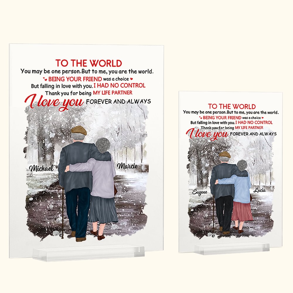Plaque commémorative en acrylique Personnalisé I Love You Love Poem Winter Scenery World of Ice and Snow Memorial Gift Desk Ornament