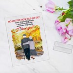 Personalized Old Couple Never Stop Saying I Love You Autumn Landscape Acrylic Plaque Birthday Acrylic Decoration