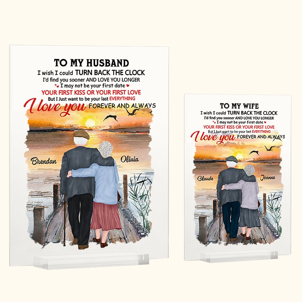 Plaque Acrylique Personnalisée Vieux Couple Accompagnant pour la Vie Amour Décorations Maison Anniversaire
