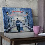Personalizzato Vecchia coppia che cammina in un giorno di neve Scena romantica Poster Pittura senza cornice Regalo di San Valentino Decorazione per la