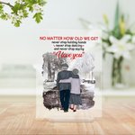 Henkilökohtainen rakkaudenjulistus Lyyrinen runous Rakastan sinua Vanha pariskunta Walking in the Snow Akryyli Plaque Ystävänpäivä Lahja Desk Ornamentti