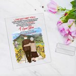 Personalisierte alte Paar Liebesgeschichte Sonnenblume schöne Landschaft Acryl Plaque Geburtstag Acryl Dekoration