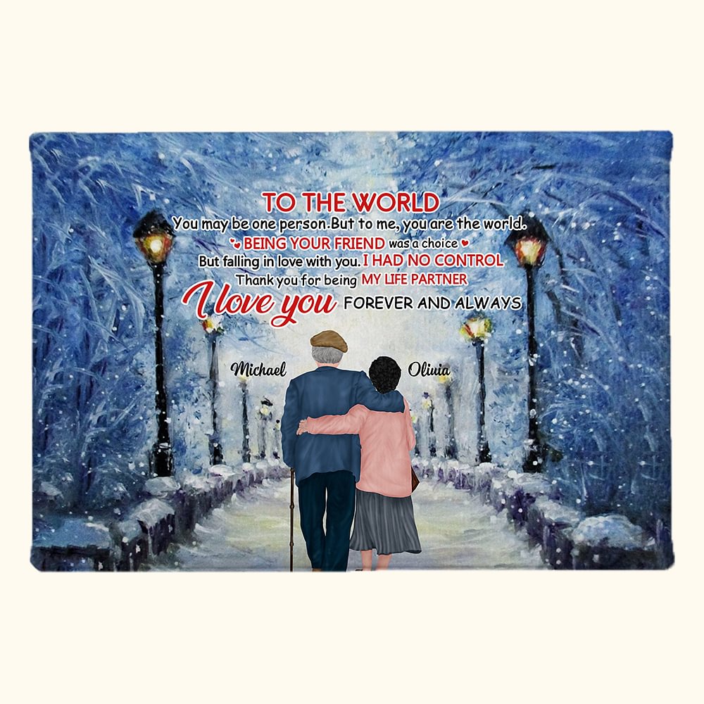Monde personnalisé de glace et de neige vieux Couple retour affiche sans cadre peinture Couple cadeau décoration murale