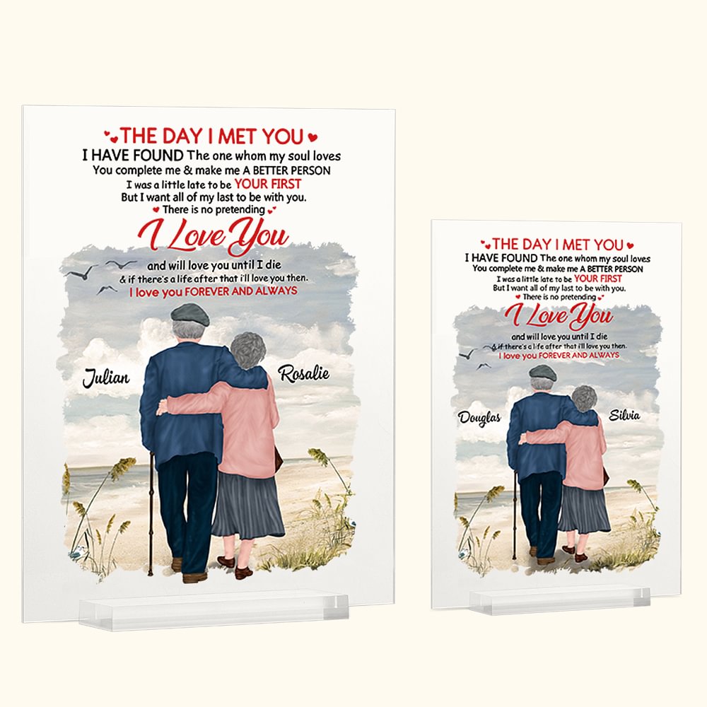Plaque acrylique personnalisée I Love You Forever and Always Beach Seaside Holiday Plaque Time Commemoration Desk Ornament