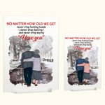 Henkilökohtainen rakkaudenjulistus Lyyrinen runous Rakastan sinua Vanha pariskunta Walking in the Snow Akryyli Plaque Ystävänpäivä Lahja Desk Ornamentti