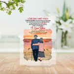 Henkilökohtainen Soulmate rakastan sinua rakkaus runo auringonlasku pilvet maisema akryyli plaketti vuosipäivä lahja työpöydän koristeeksi