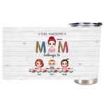 Vaso personalizado Awesome Mom with Her Kids Flowers Element 20oz Regalo del Día de la Mujer para bebidas frías y calientes
