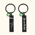 Gepersonaliseerde Naam Geboortebloem met Geboortesteen Bar Sleutelhanger voor Haar Verjaardag Verjaardag Moederdag Gift