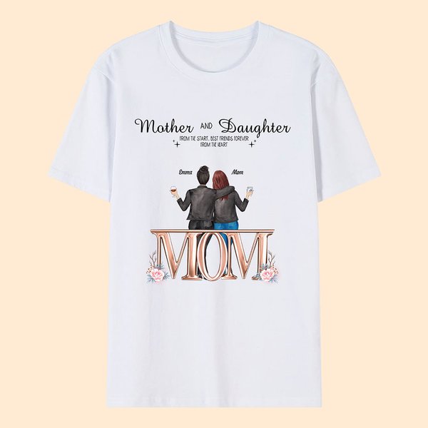 Personlig Mamma och Dotter Bästa Vän Hjärta T-shirt Födelsedag Basic T-shirt