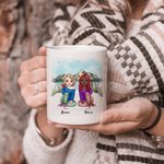 La vie est meilleure personnalisée avec une tasse en céramique blanche Bestie Mountain Lake View Cadeaux Bestie pour femme pour le bureau et la maison
