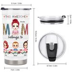 Vaso personalizado Awesome Mom with Her Kids Flowers Element 20oz Regalo del Día de la Mujer para bebidas frías y calientes