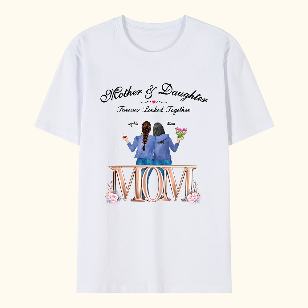 T-shirt personnalisé mère et fille amour éternel vue arrière fleur T-shirt Memorial Day Basic