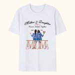 Personalized Mother and Daughter Eternal Love Back View Flower T-shirt Memorial Day Basic  T-Shirt