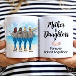 Taza de cerámica blanca arco iris personalizada Madre e hijas unidas para siempre Regalo para mamá