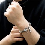 Bracelet en acier inoxydable de style Chunky à maillons surdimensionnés personnalisés