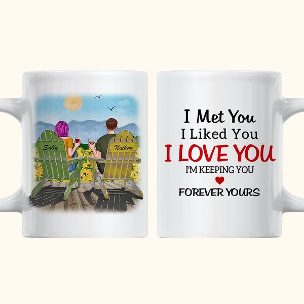 Tazza in ceramica bianca personalizzata I Met You I Love You Coppia di girasoli da bere per sempre Regali per fidanzati Regali per fidanzate 11 oz o 1