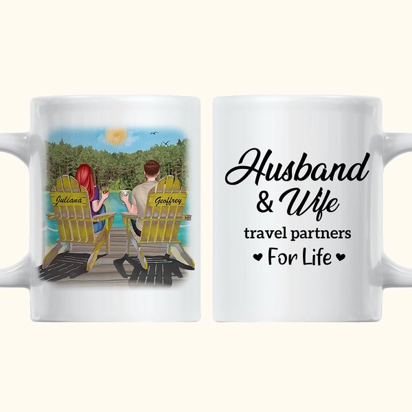 Personalizzato Partner di viaggio per la vita Marito e moglie Godetevi la vista Tazza in ceramica bianca Regalo per la coppia Tazza da caffè