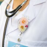 Personalized Acrylic Flower Badge Reel for Nurse Doctor Dentist Medical Workers