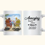Personalised Annoying Each Other Couple Sitting Beach Landscape Sailboats White Ceramic Mug Couple Gift Ideas Coffee Mug
