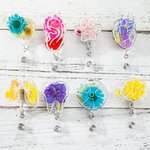 Personalized Acrylic Flower Badge Reel for Nurse Doctor Dentist Medical Workers