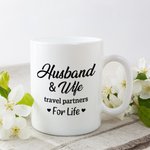 Personalizzato Partner di viaggio per la vita Marito e moglie Godetevi la vista Tazza in ceramica bianca Regalo per la coppia Tazza da caffè