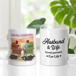 Taza de Cerámica Blanca Personalizada Esposo y Esposa Compañeros de Viaje de por Vida Disfrutad Juntos del Atardecer Regalo para Pareja 11oz o 15oz