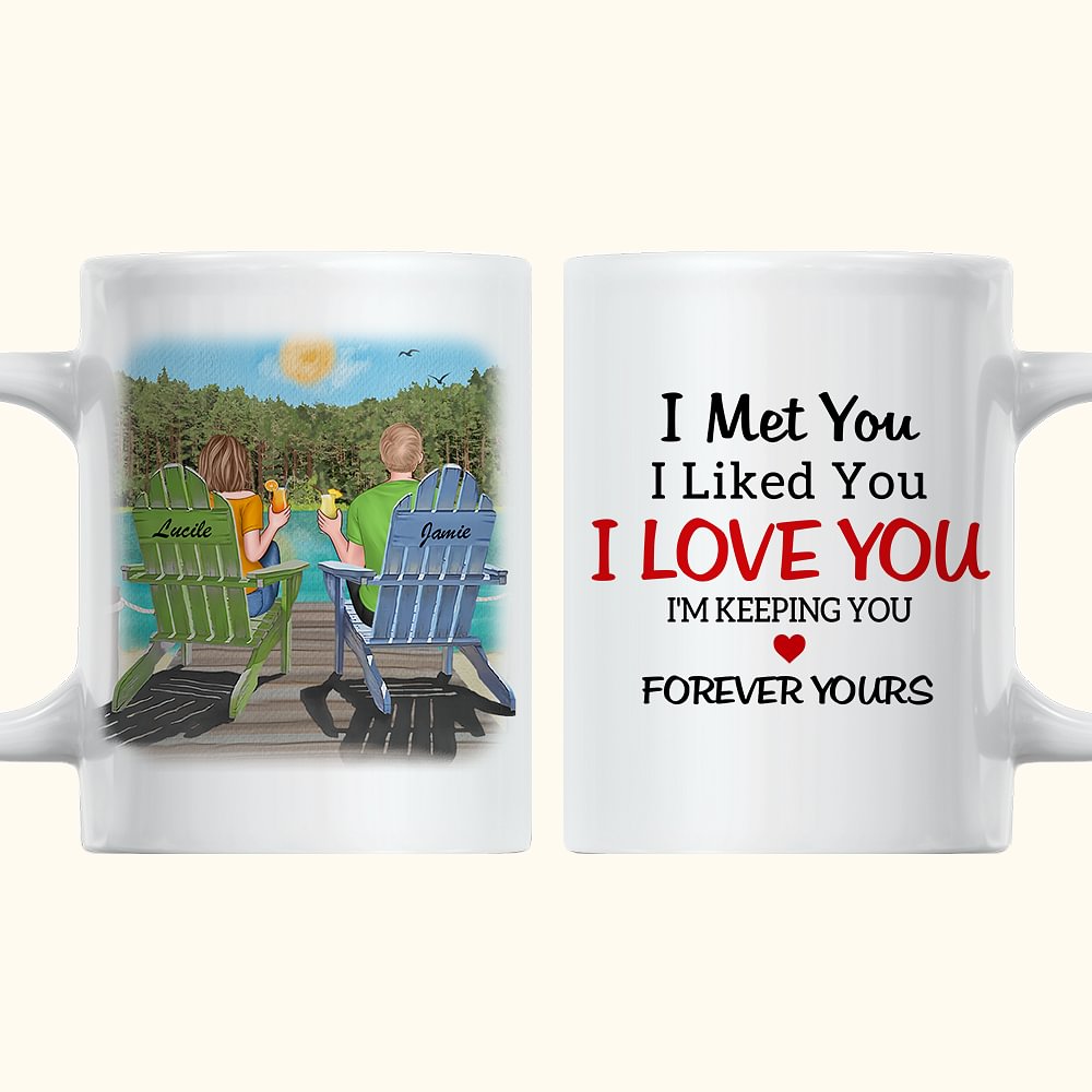 Personnalisé I Met You I Love You Couple Profitez de la vue Tasse en céramique blanche Thanksgiving pour le bureau et la maison