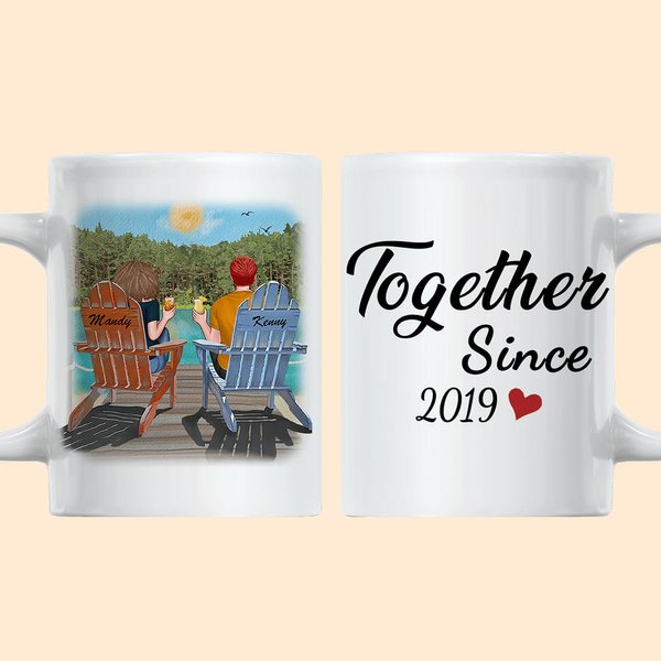 Tazza in ceramica bianca personalizzata per fidanzati - Coppia insieme: godetevi il panorama dell'alba - lavabile in lavastoviglie e utilizzabile nel 